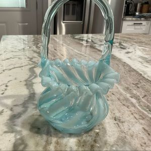 Fenton Blue Swirl Basket